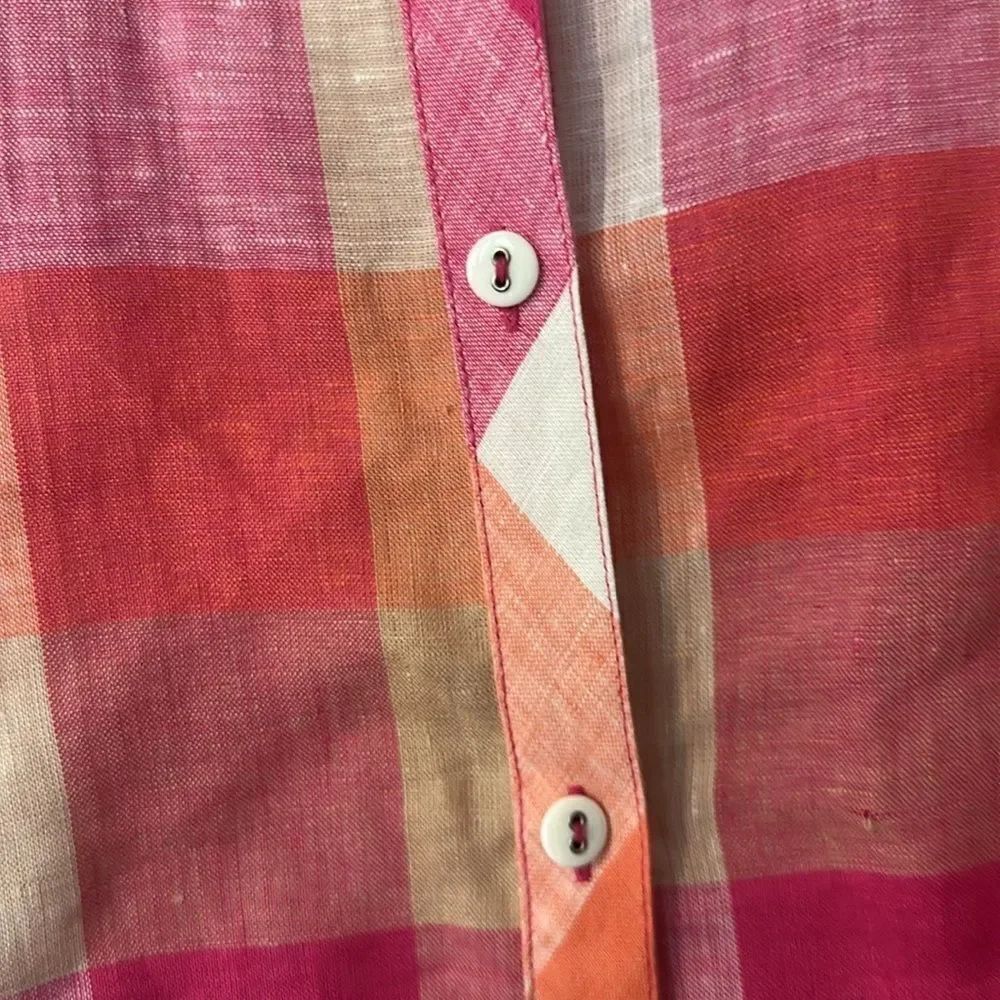 Foxcroft Linen Checkered Top 4 - Picture 3 of 7